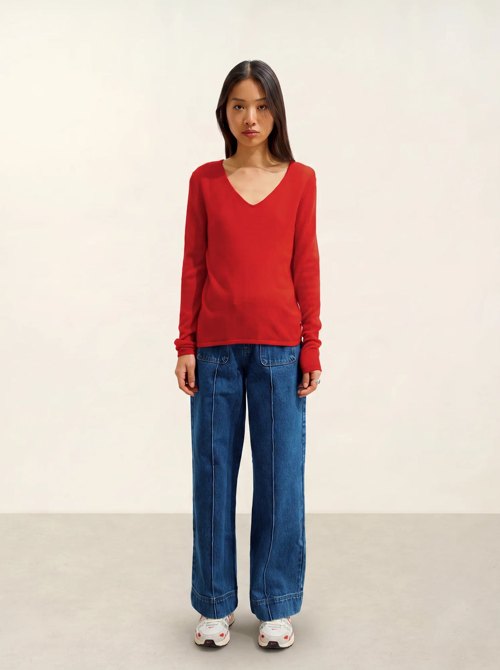 GALISE pull col V rouge