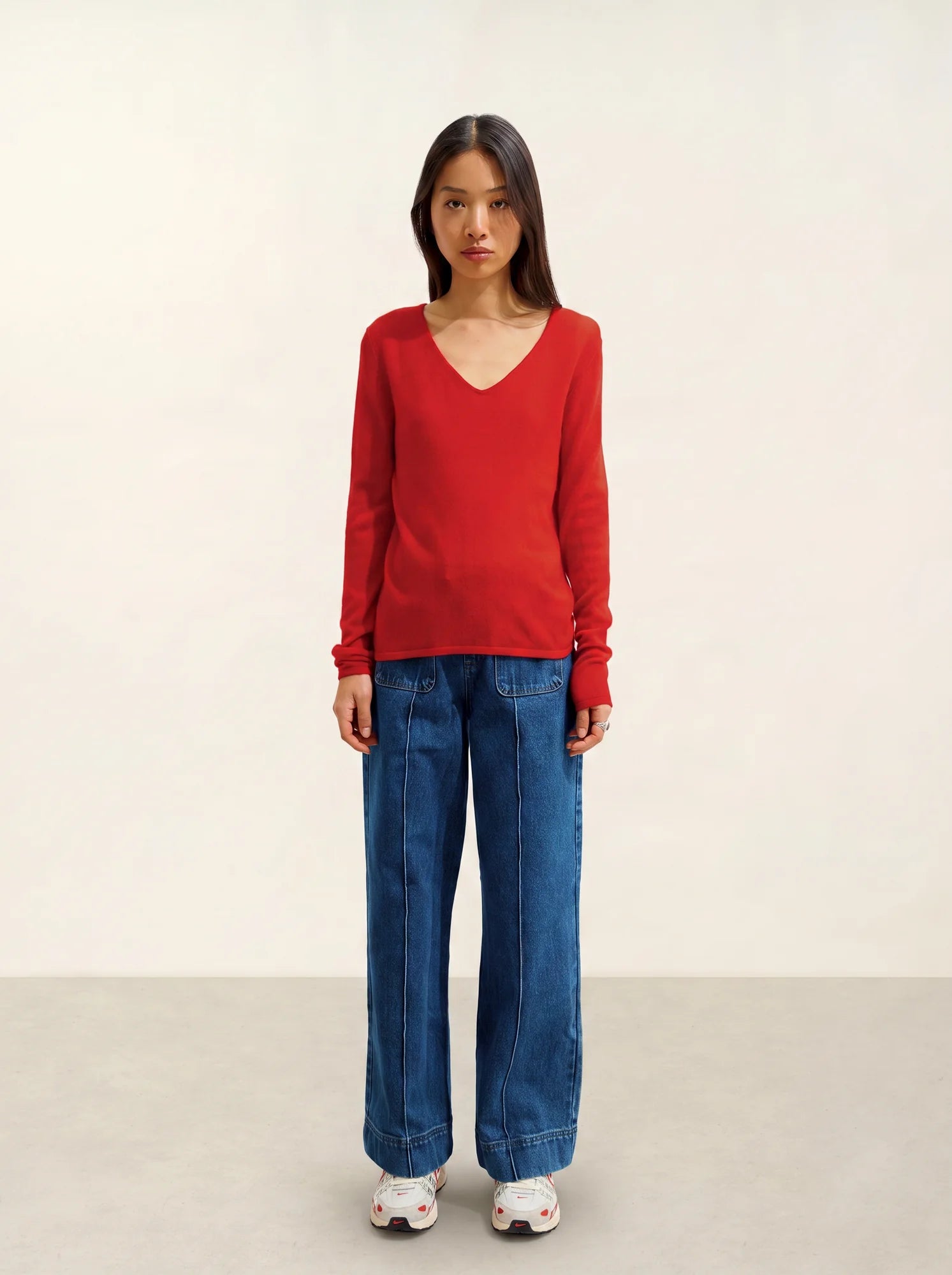 GALISE pull col V rouge
