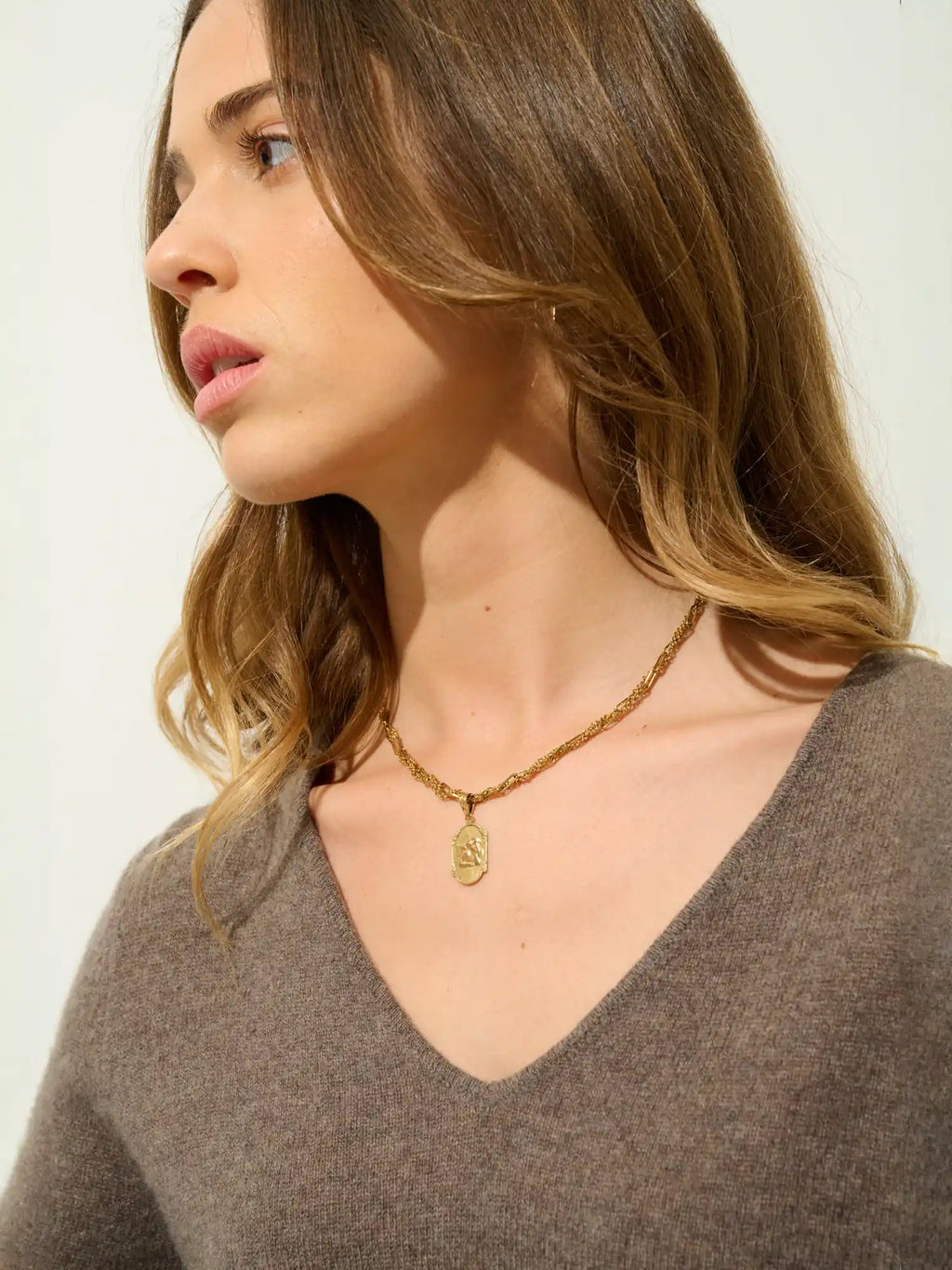 GALISE pull col V taupe chiné