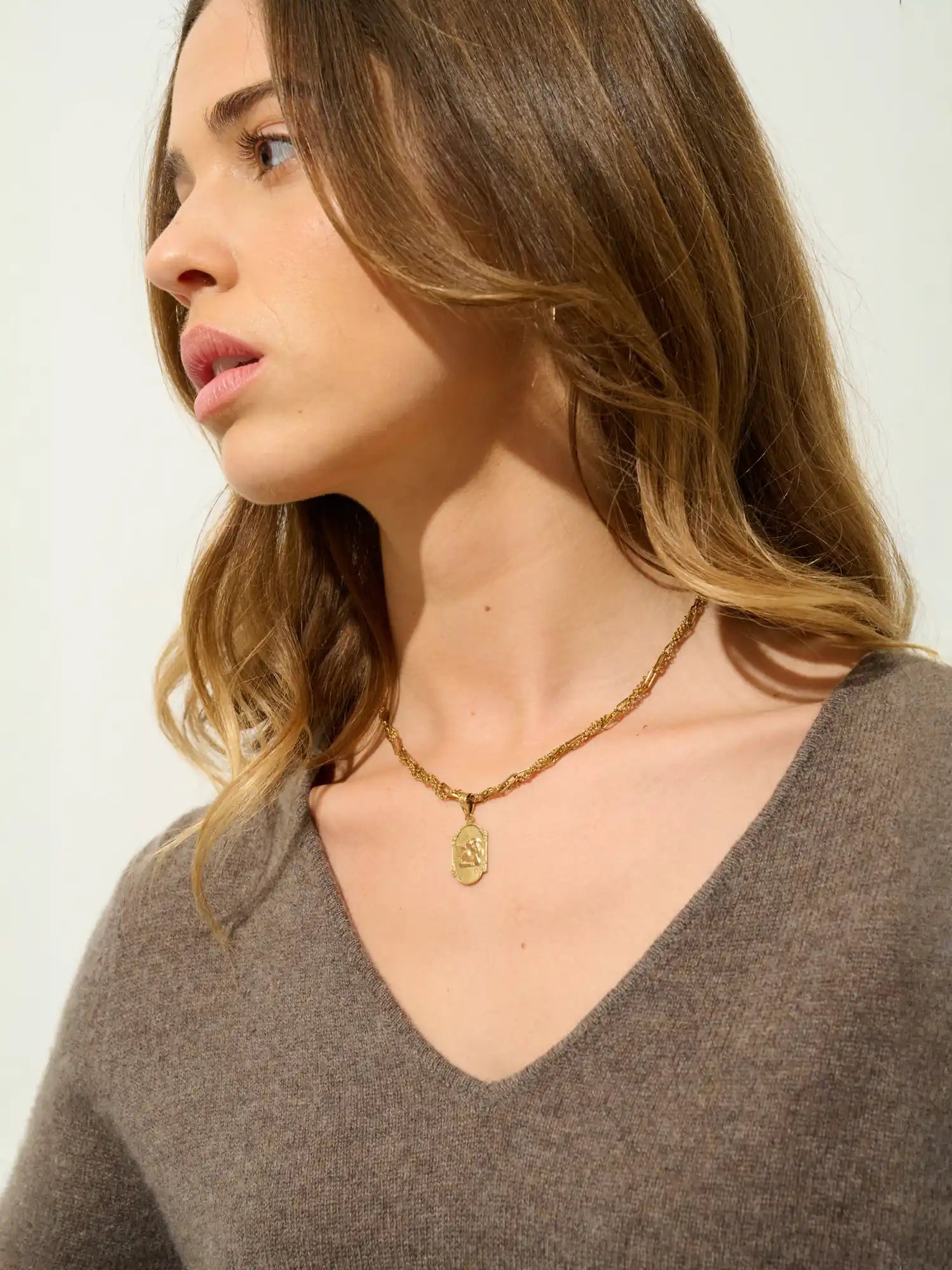 GALISE pull col V taupe chiné