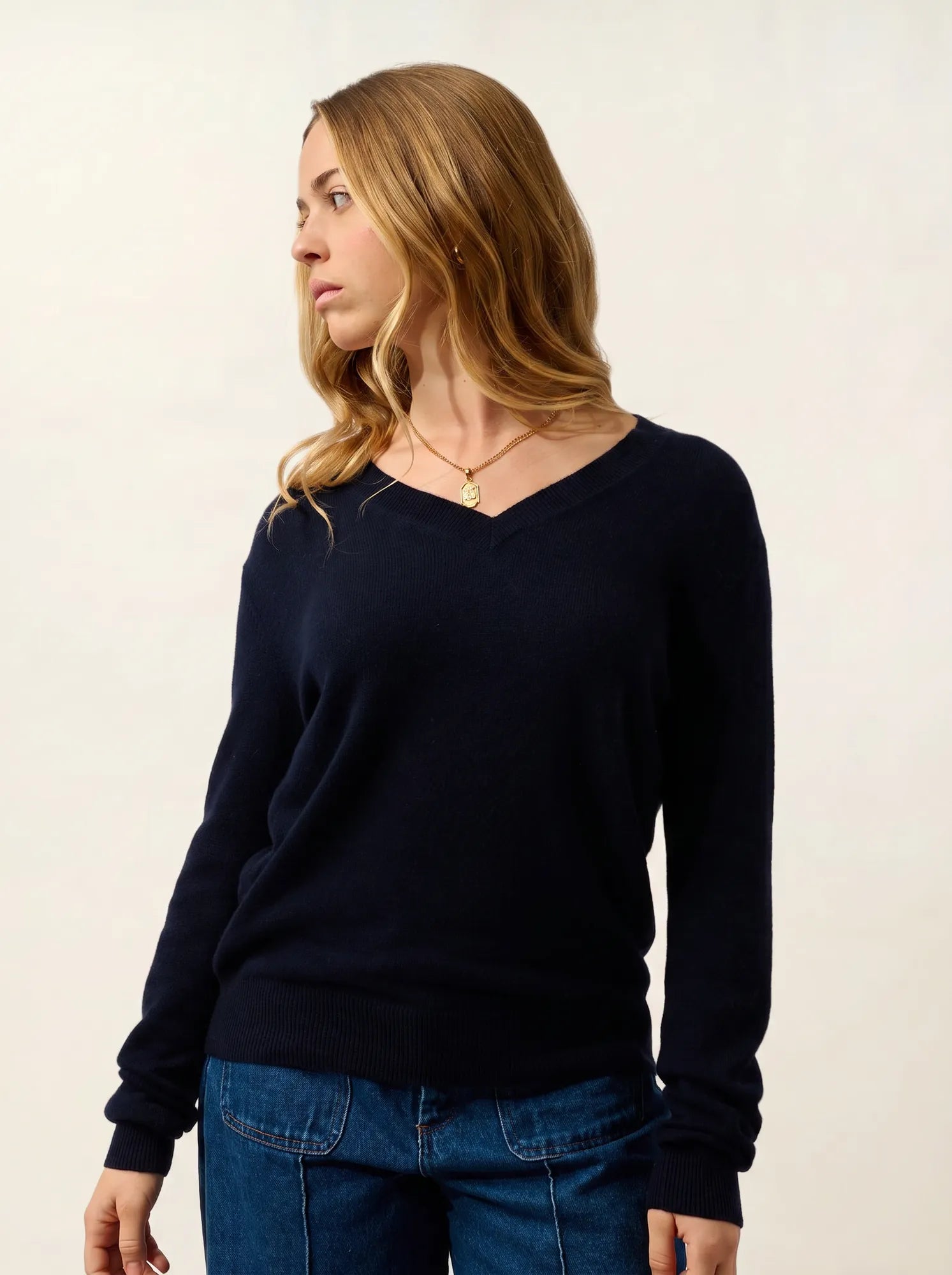 GARDORIA pull col V bleu marine
