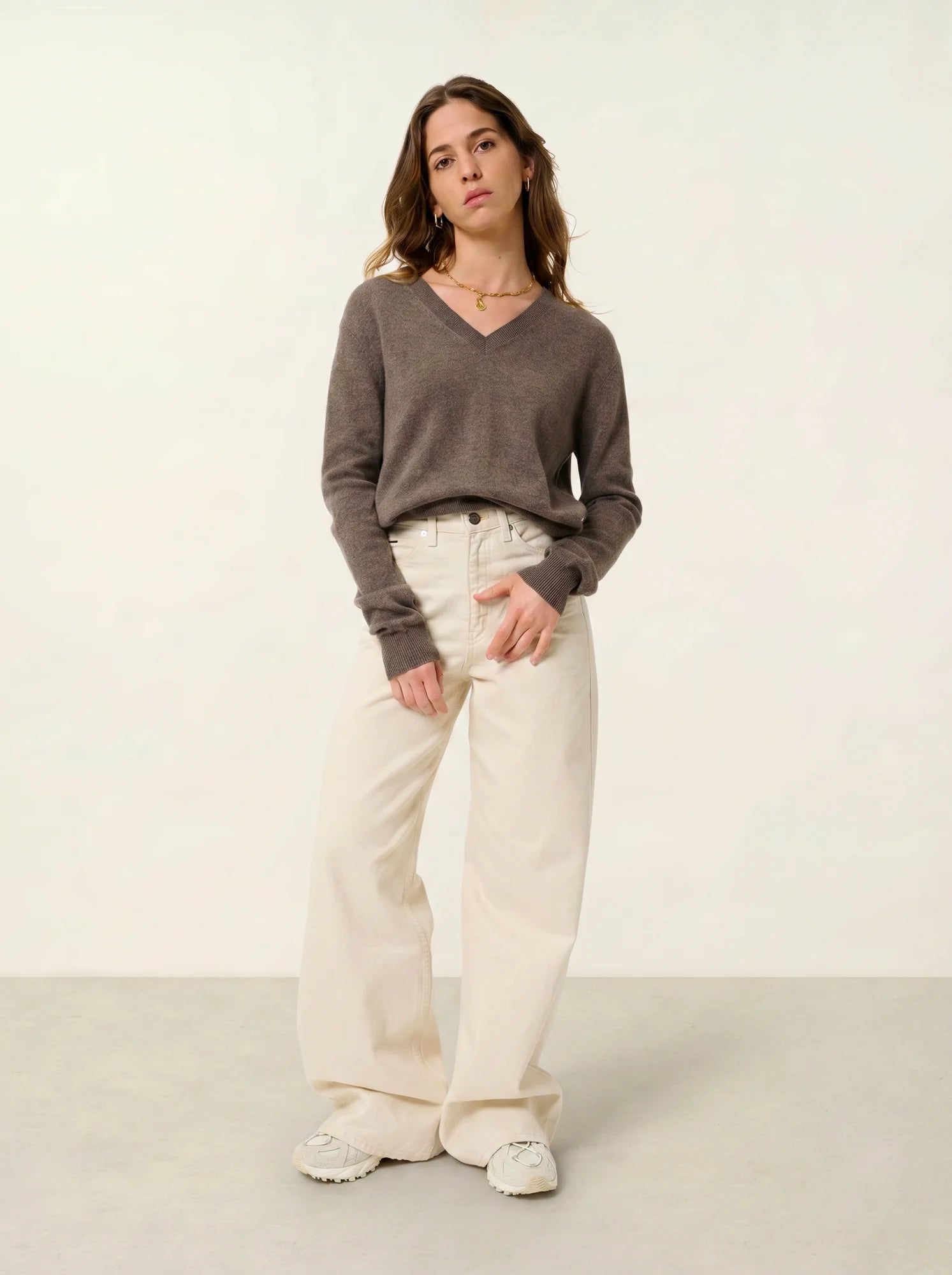 GARDORIA pull col V taupe chiné