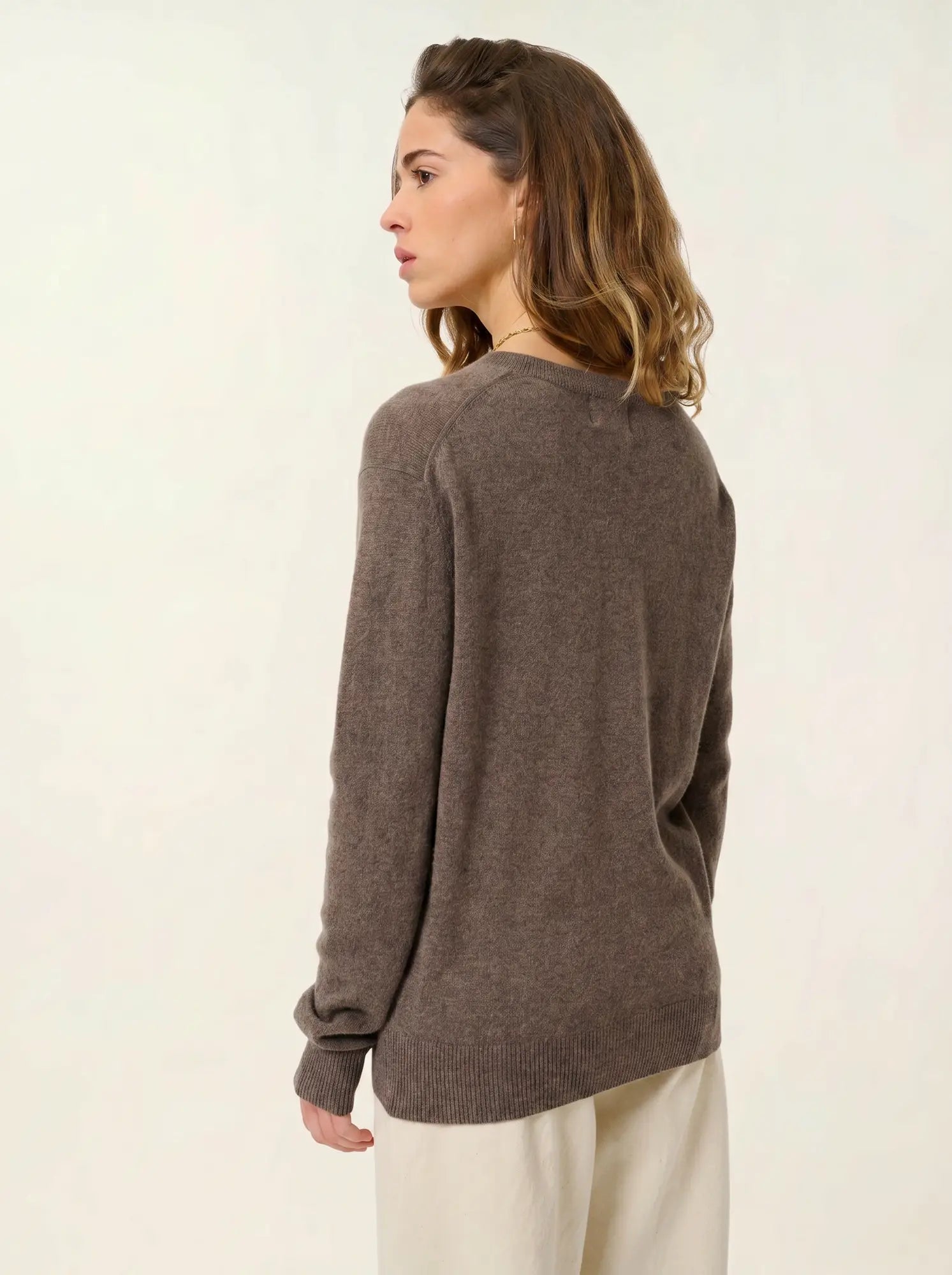 GARDORIA pull col V taupe chiné