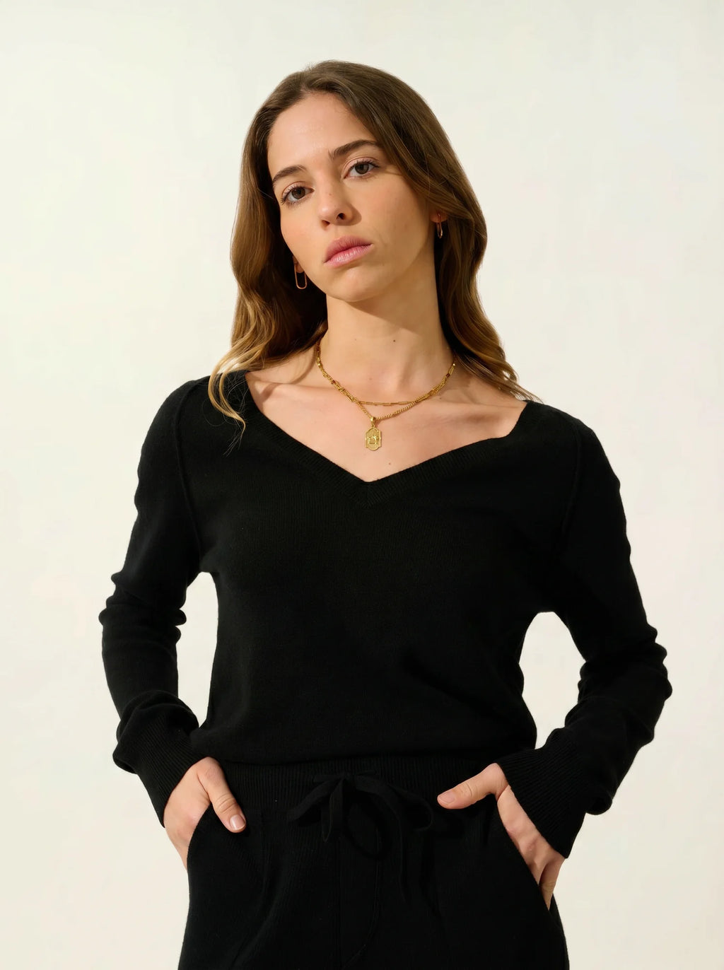 GIUSALET pull col V noir