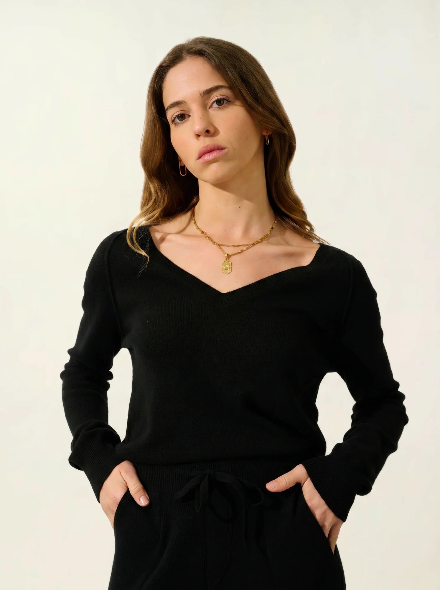 GIUSALET pull col V noir