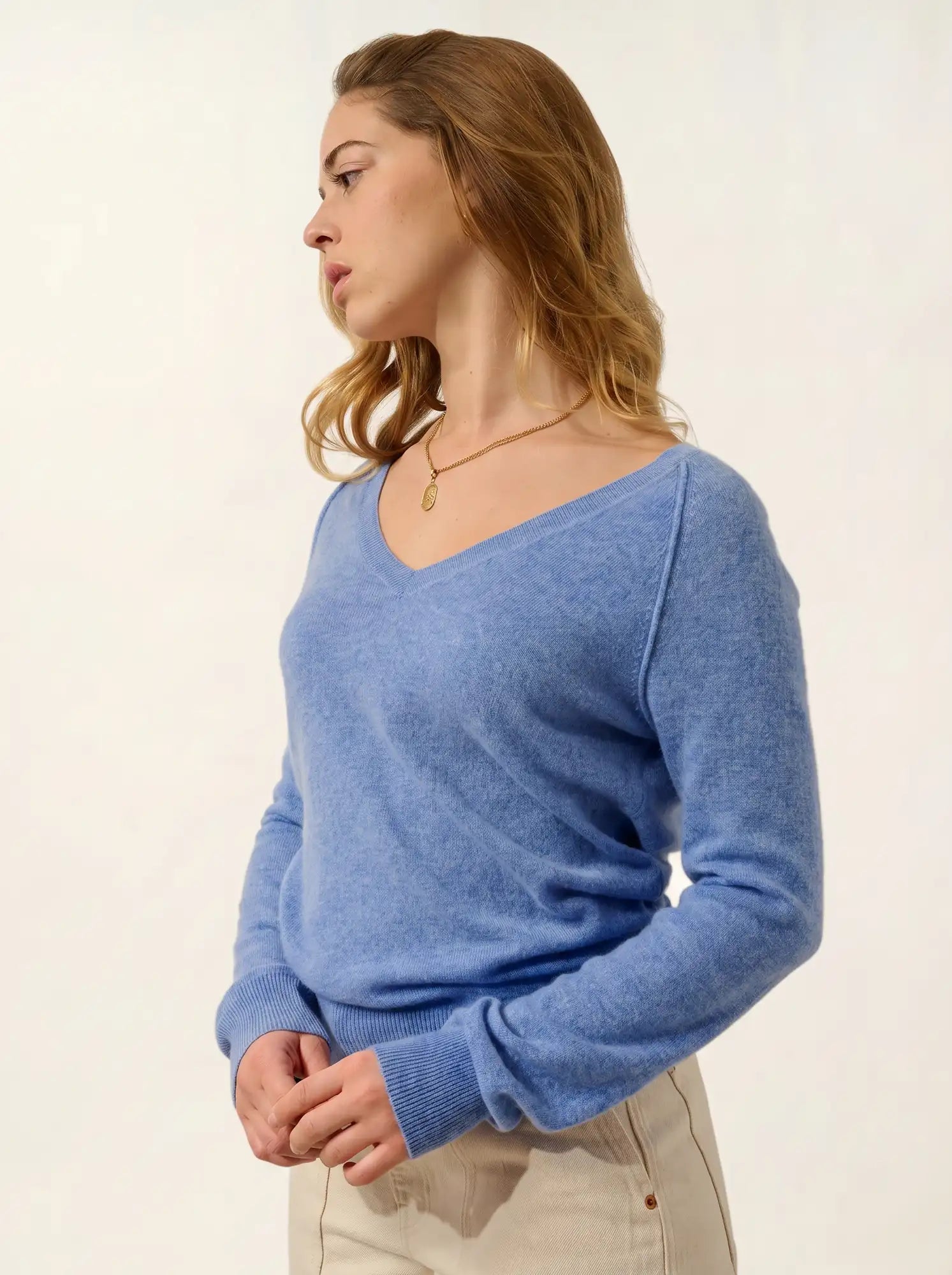 GIUSALET pull col V ciel