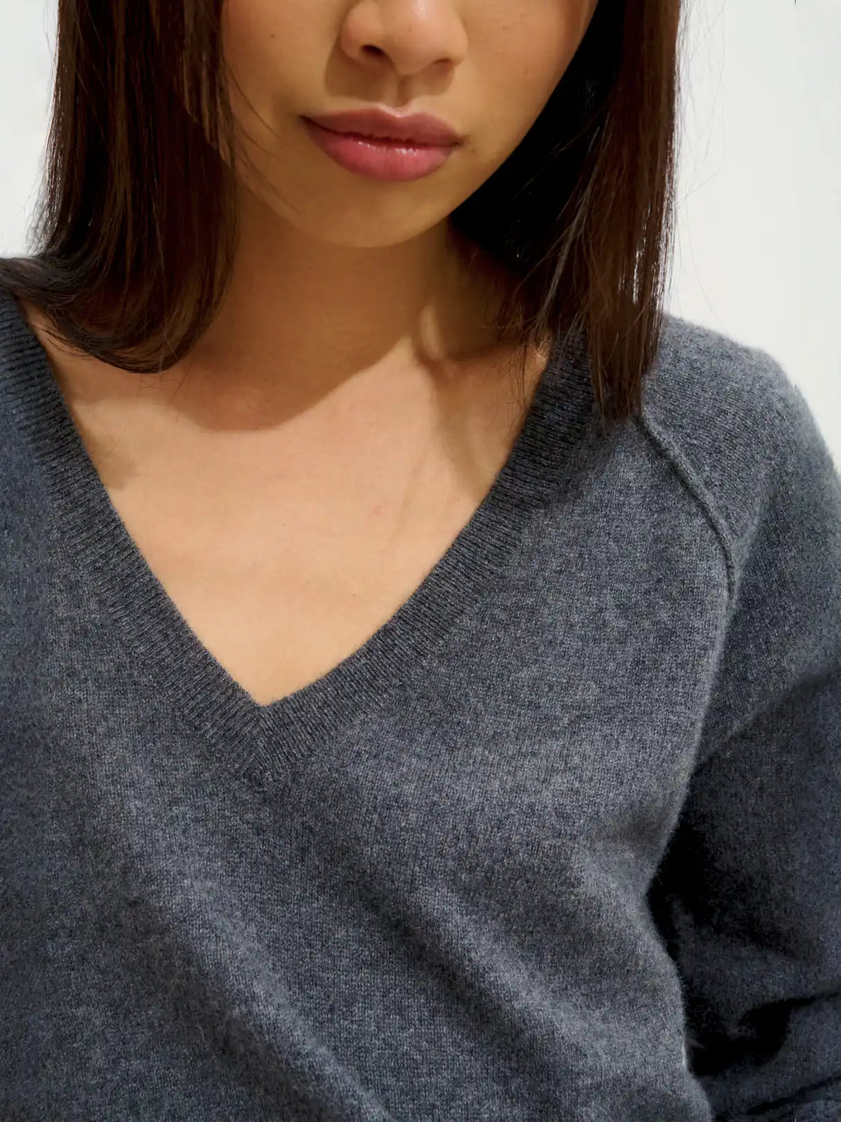 GIUSALET pull col V anthracite chiné