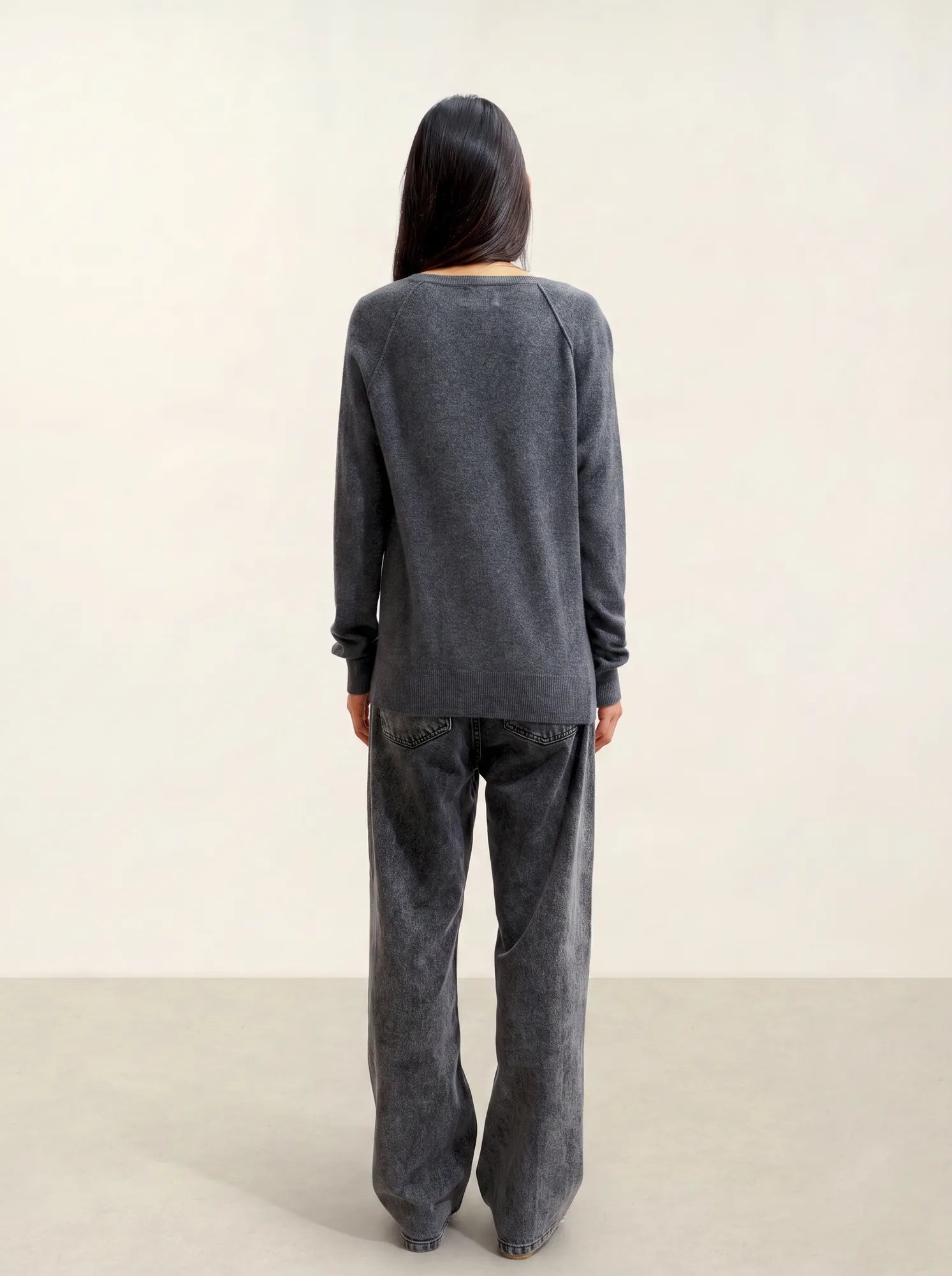 GIUSALET pull col V anthracite chiné