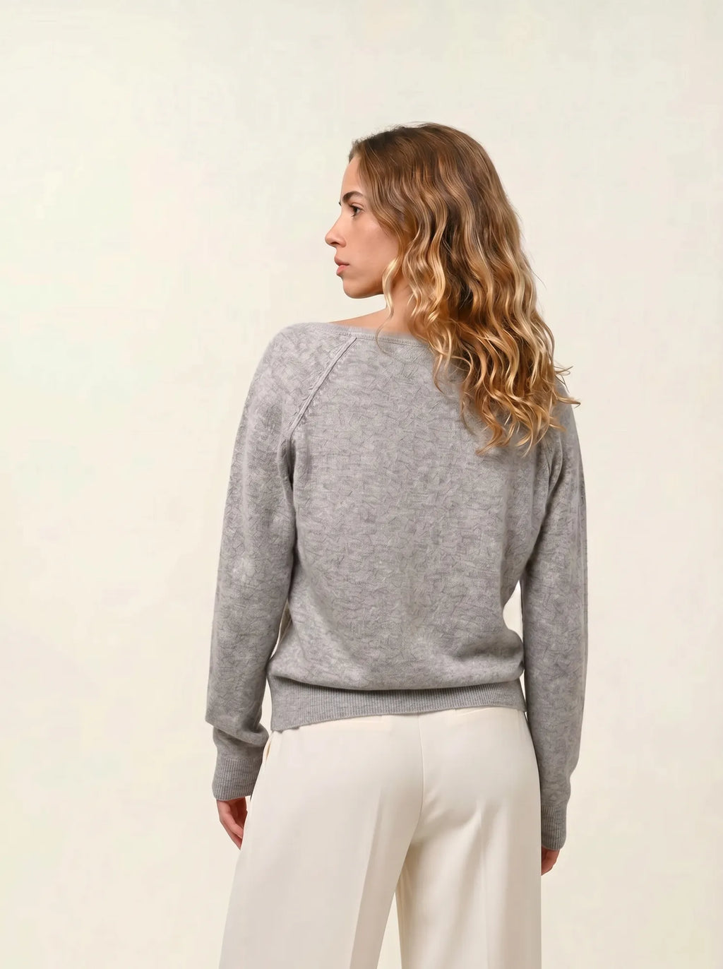 GIUSALET pull col V nuage chiné