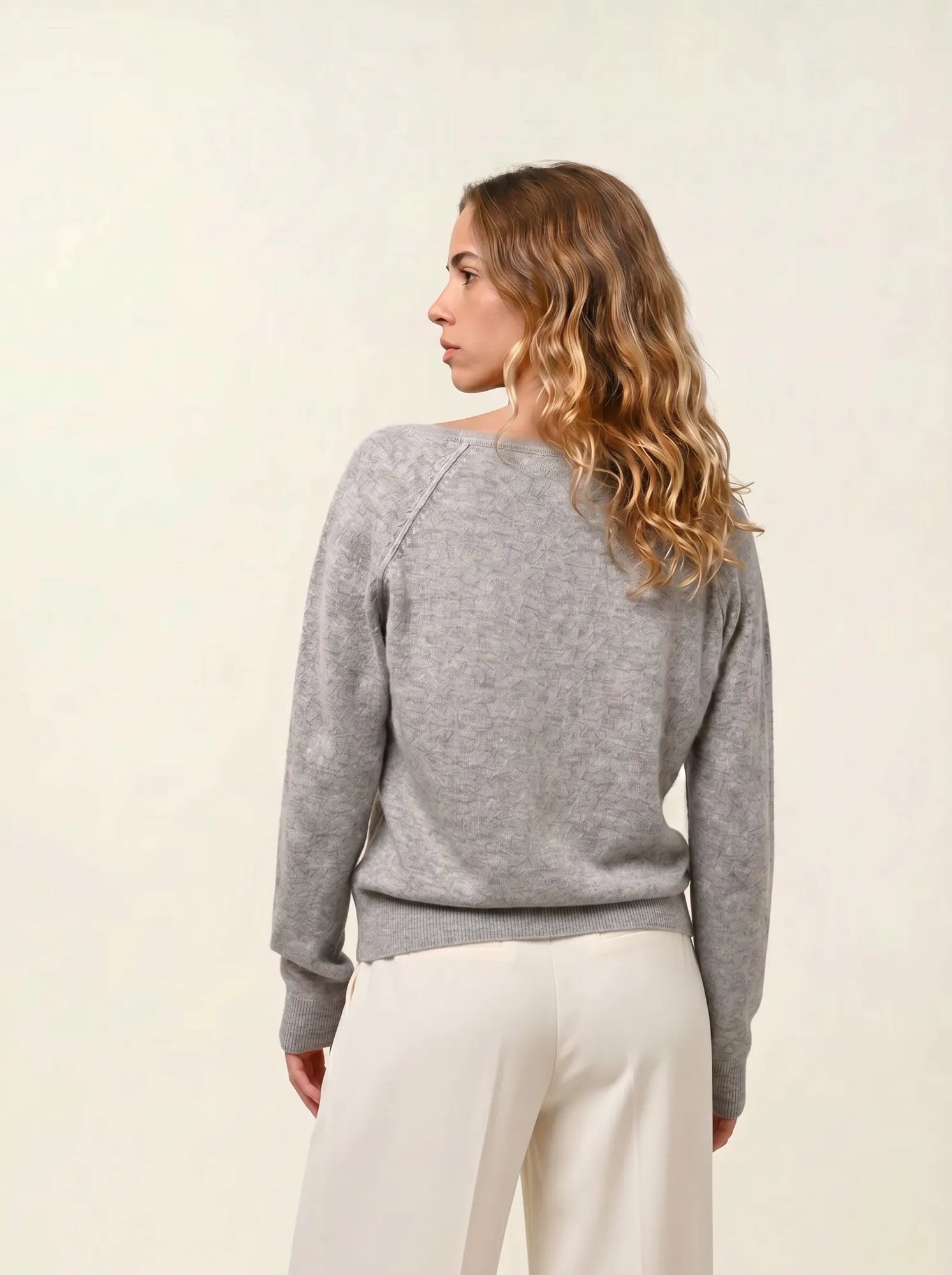 GIUSALET sweater v-neck heather cloud