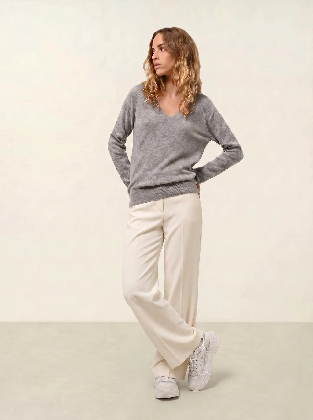 GIUSALET pull col V nuage chiné