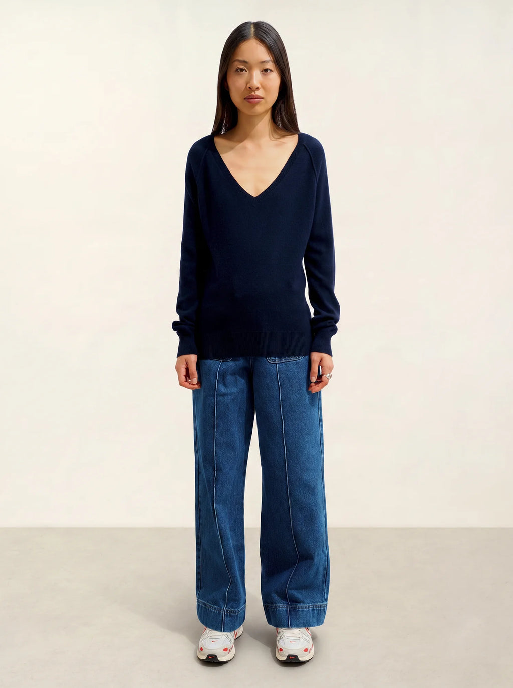 GIUSALET pull col V bleu marine