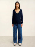 GIUSALET pull col V bleu marine
