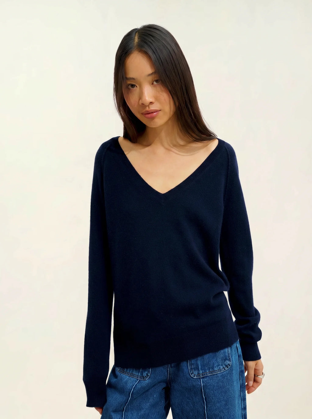 GIUSALET pull col V bleu marine