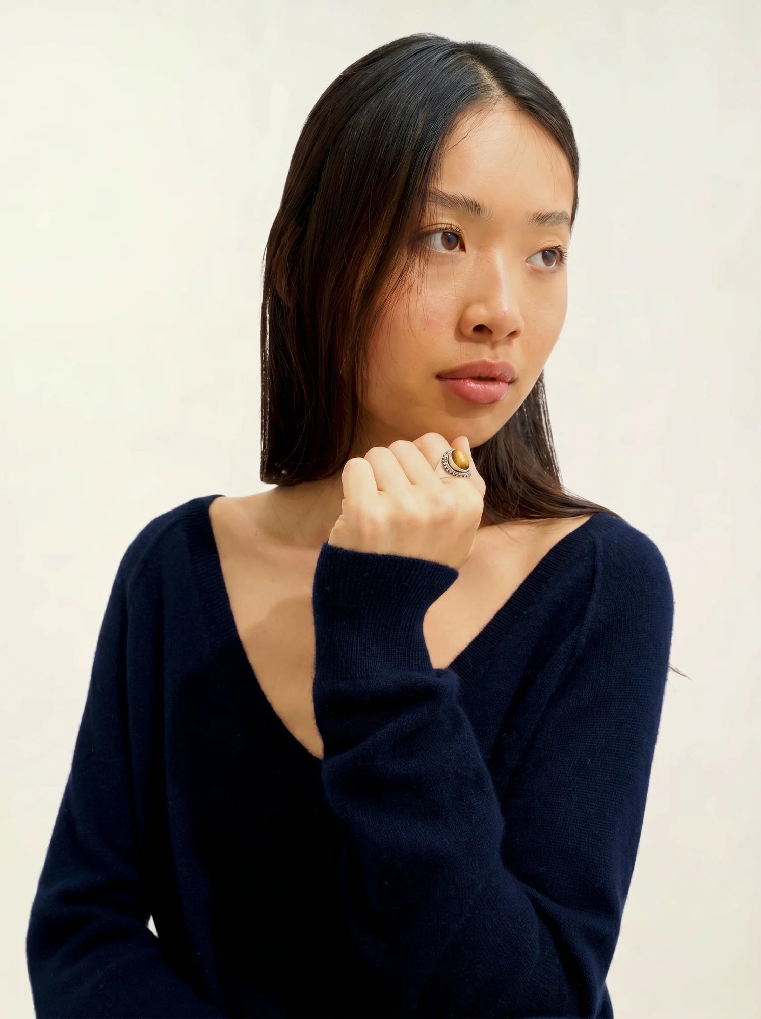 GIUSALET pull col V bleu marine