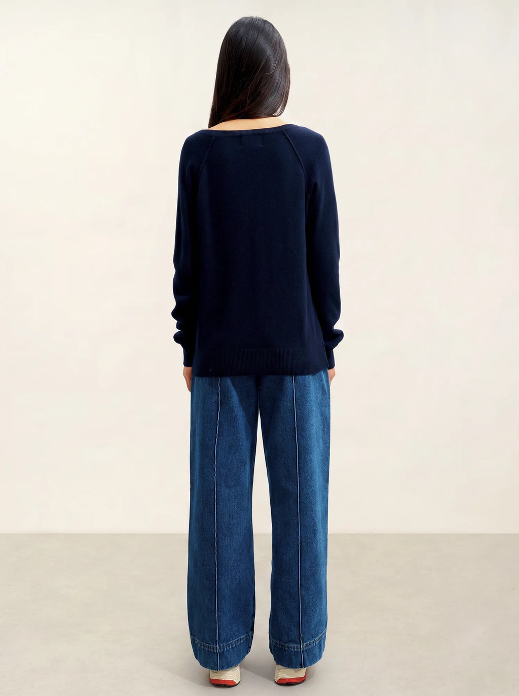 GIUSALET pull col V bleu marine