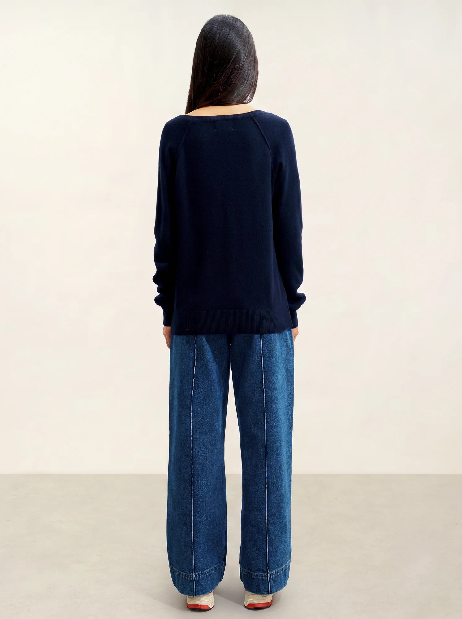 GIUSALET pull col V bleu marine