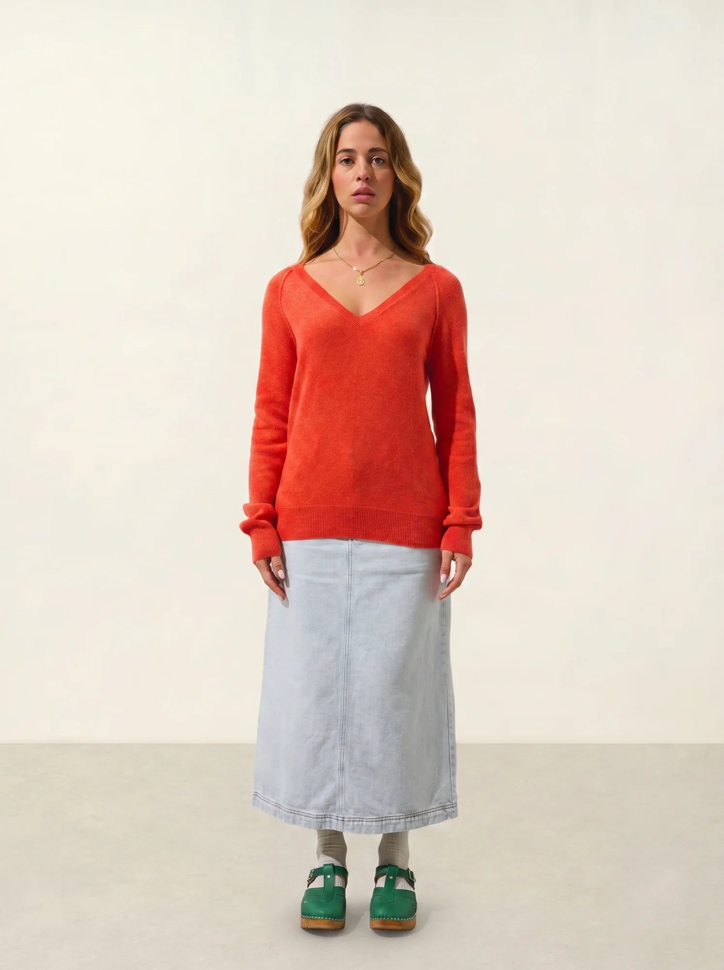 GIUSALET sweater v-neck heather orange