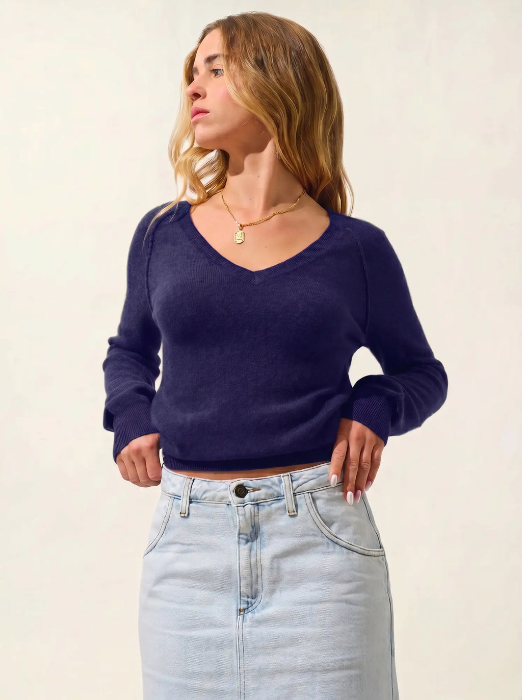 GIUSALET pull col V violet