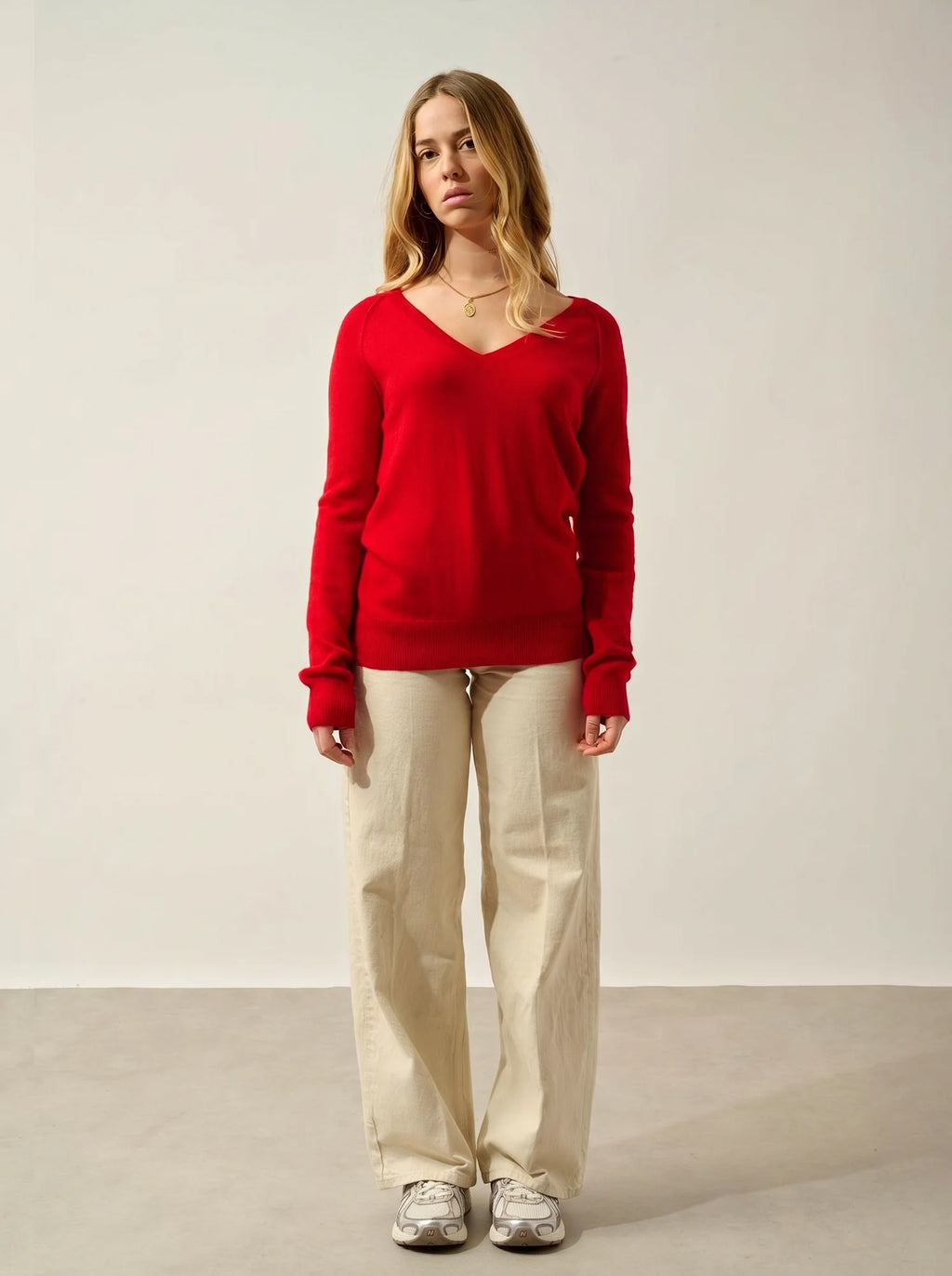 GIUSALET Pullover V-Ausschnitt Rot