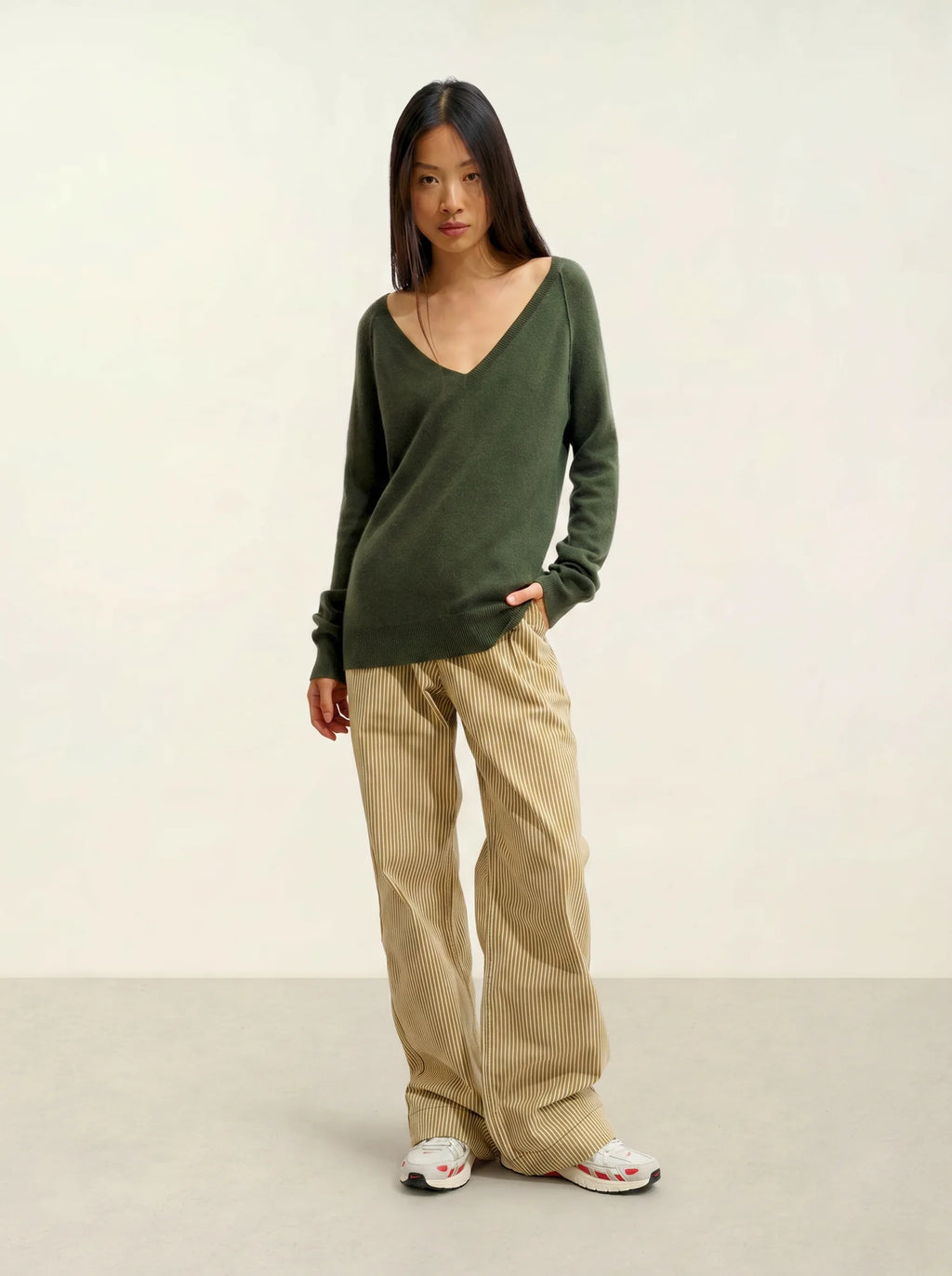GIUSALET pull col V kaki
