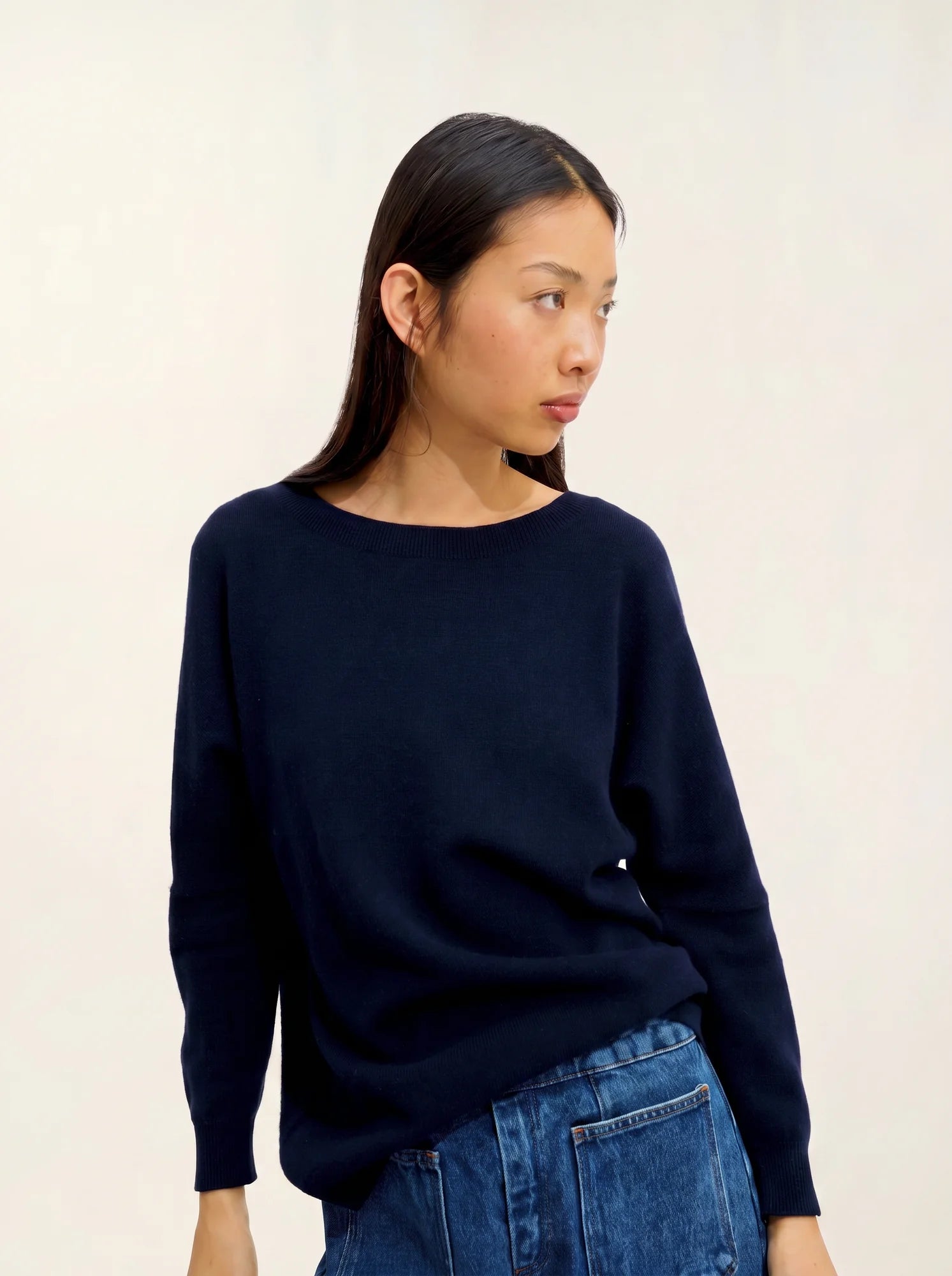 GOLÉON pull chauve souris bleu marine