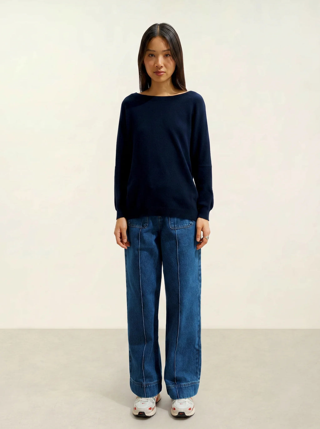 GOLÉON pull chauve souris bleu marine