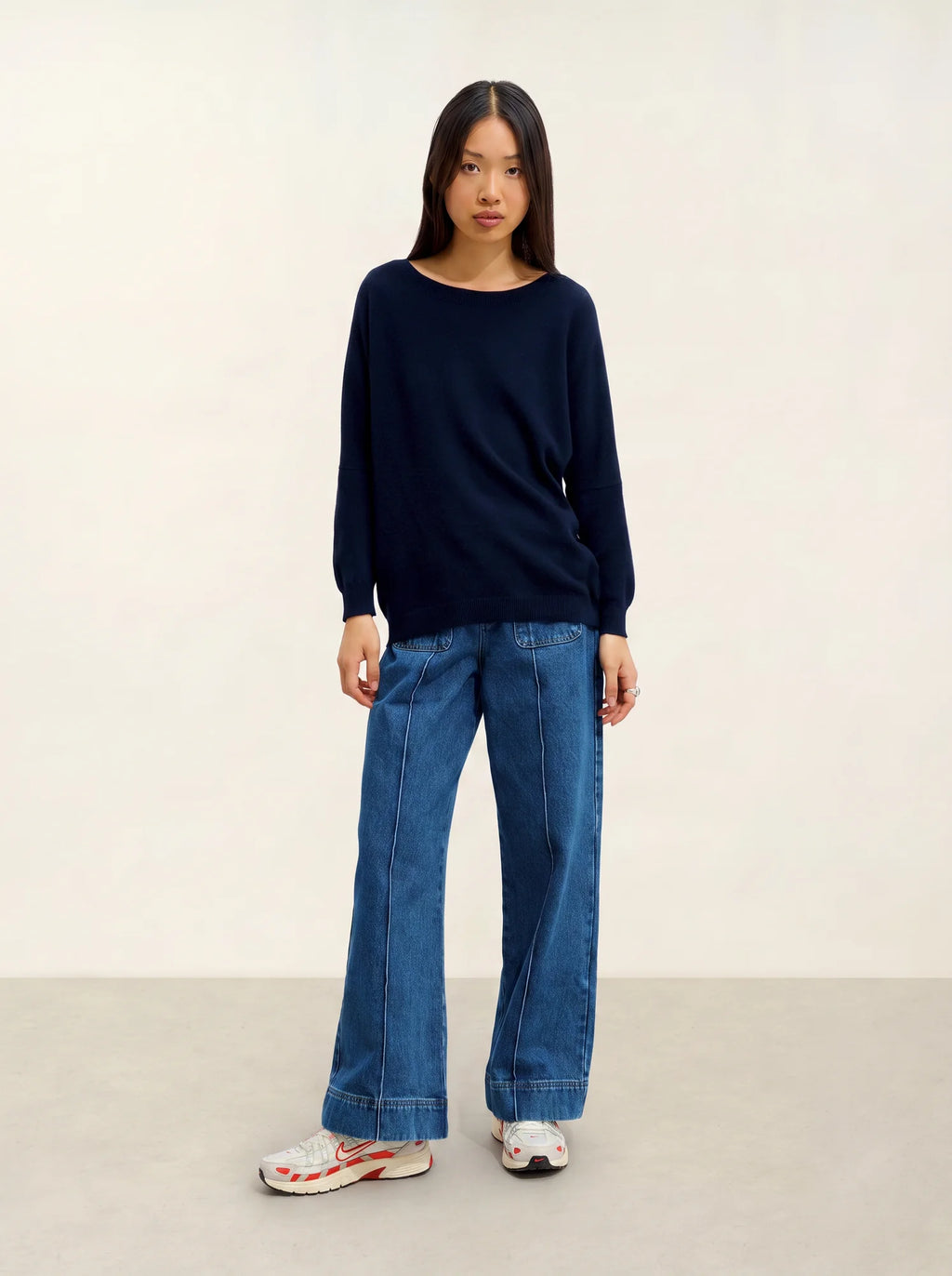 GOLÉON pull chauve souris bleu marine
