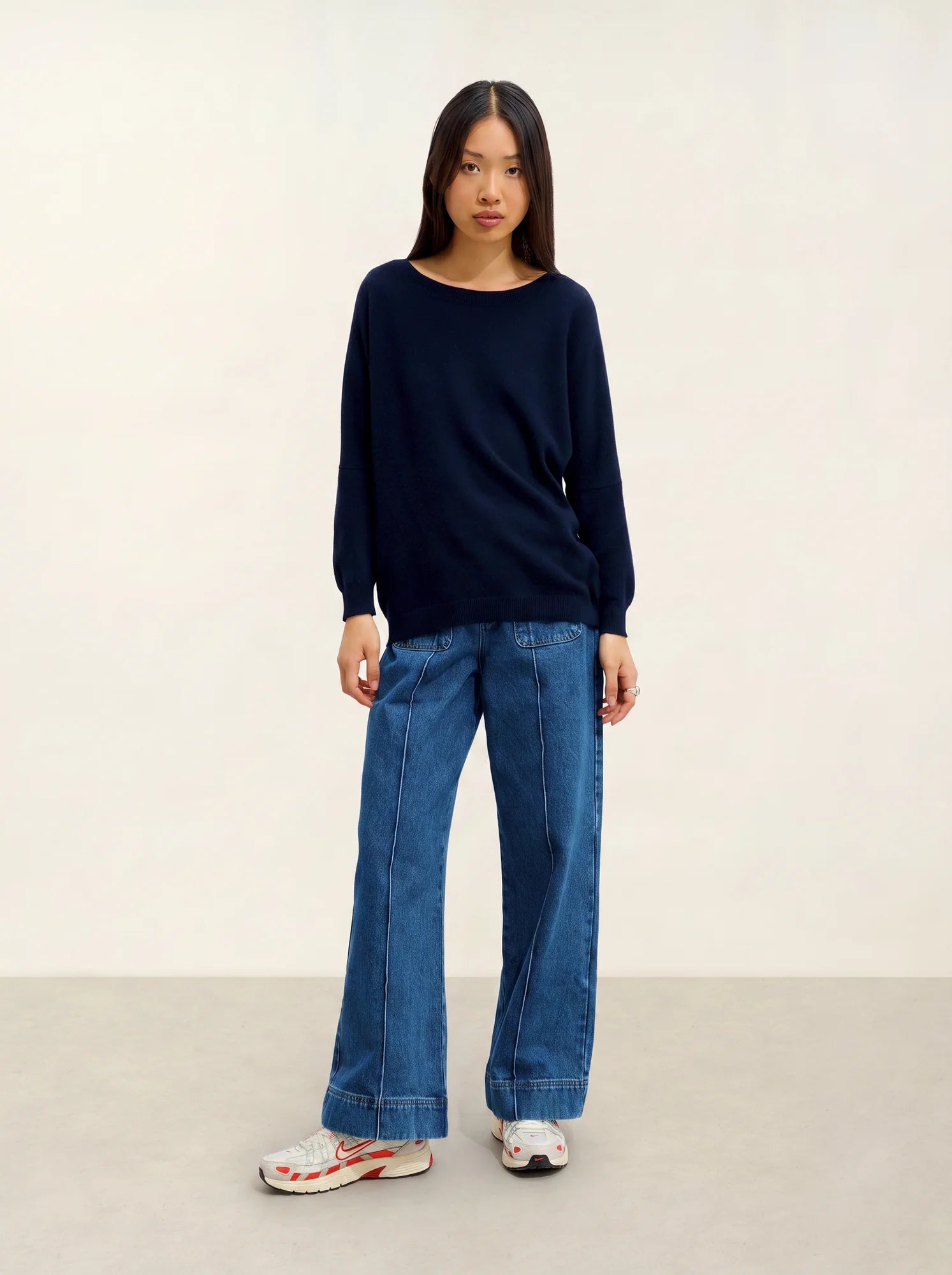 GOLÉON pull chauve souris bleu marine