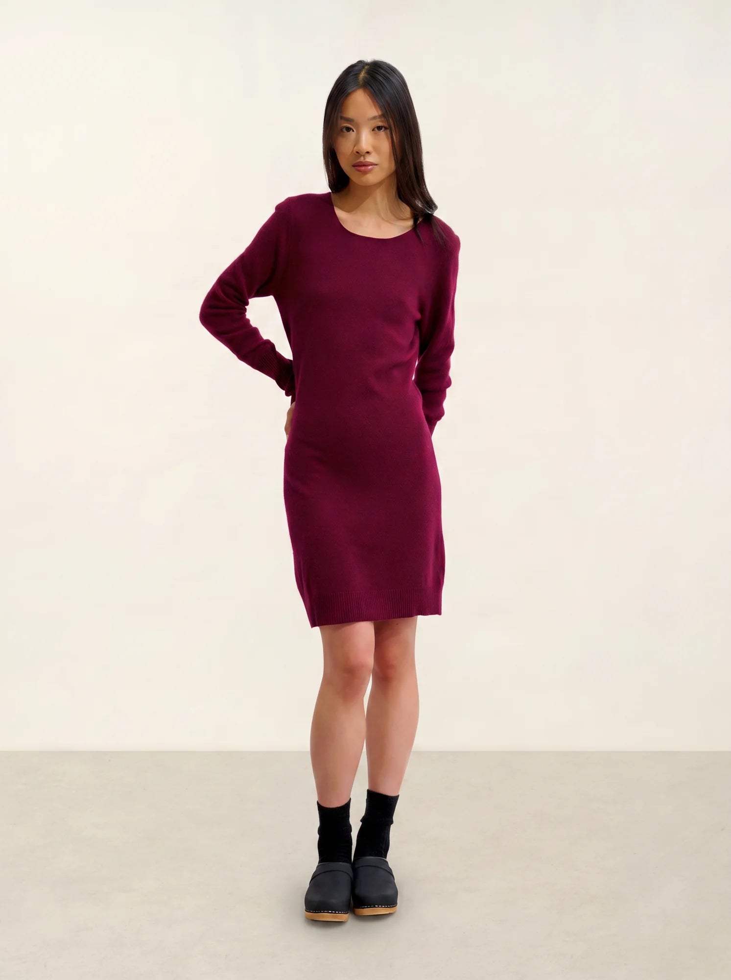 ARMET robe col rond bordeaux