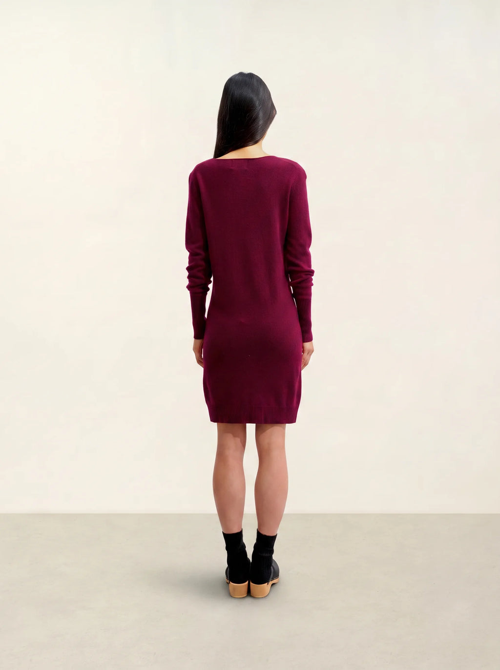 ARMET robe col rond bordeaux