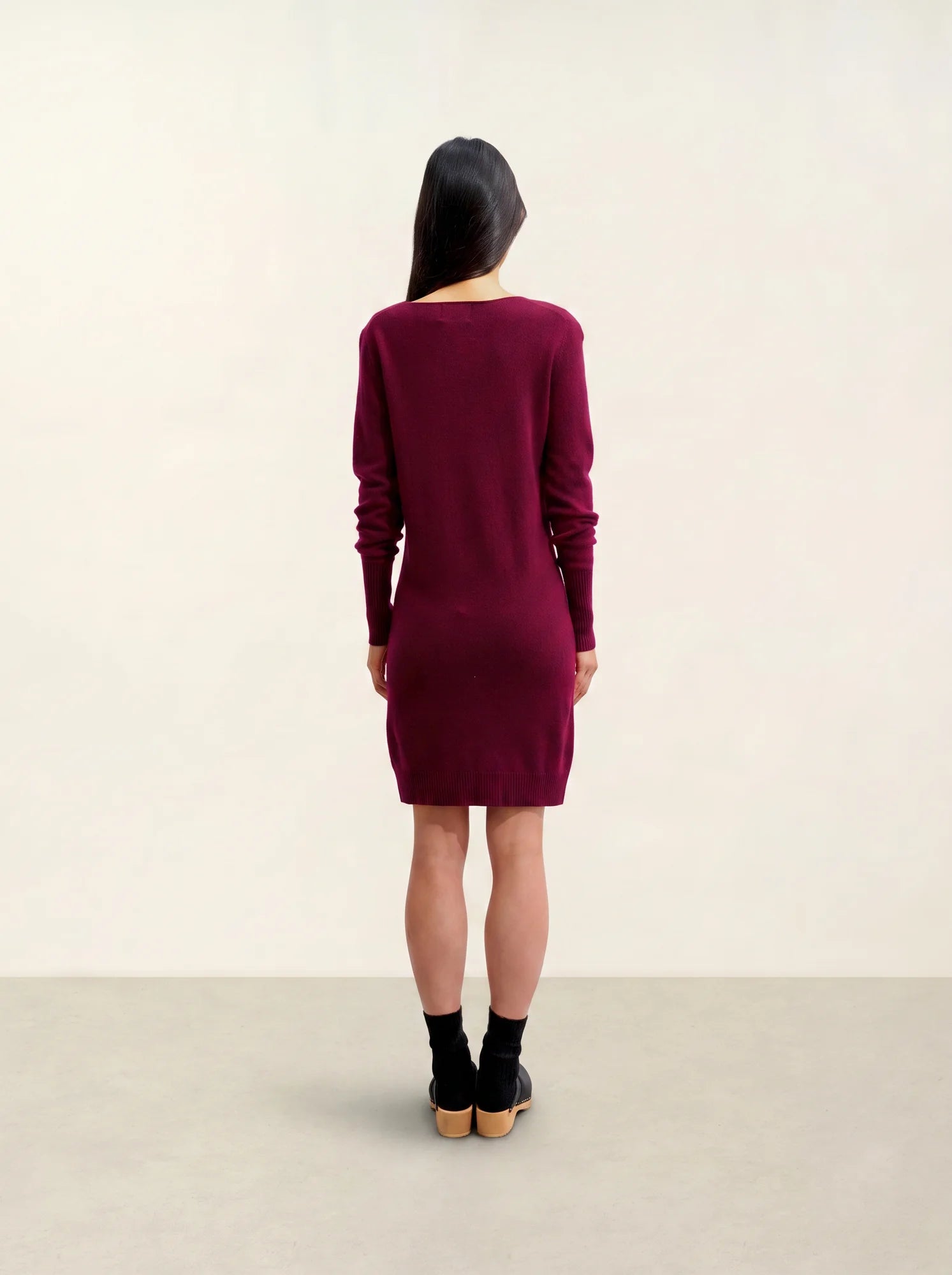 ARMET robe col rond bordeaux