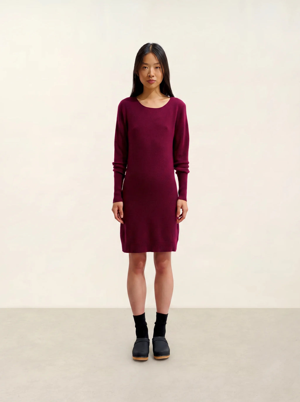 ARMET robe col rond bordeaux