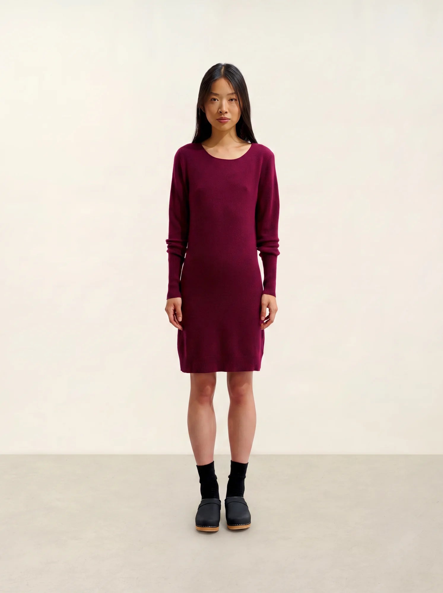 ARMET robe col rond bordeaux