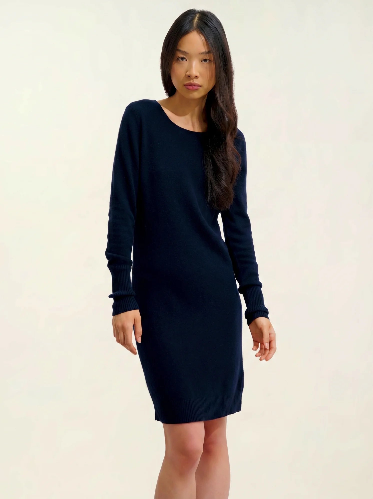 ARMET robe col rond bleu marine