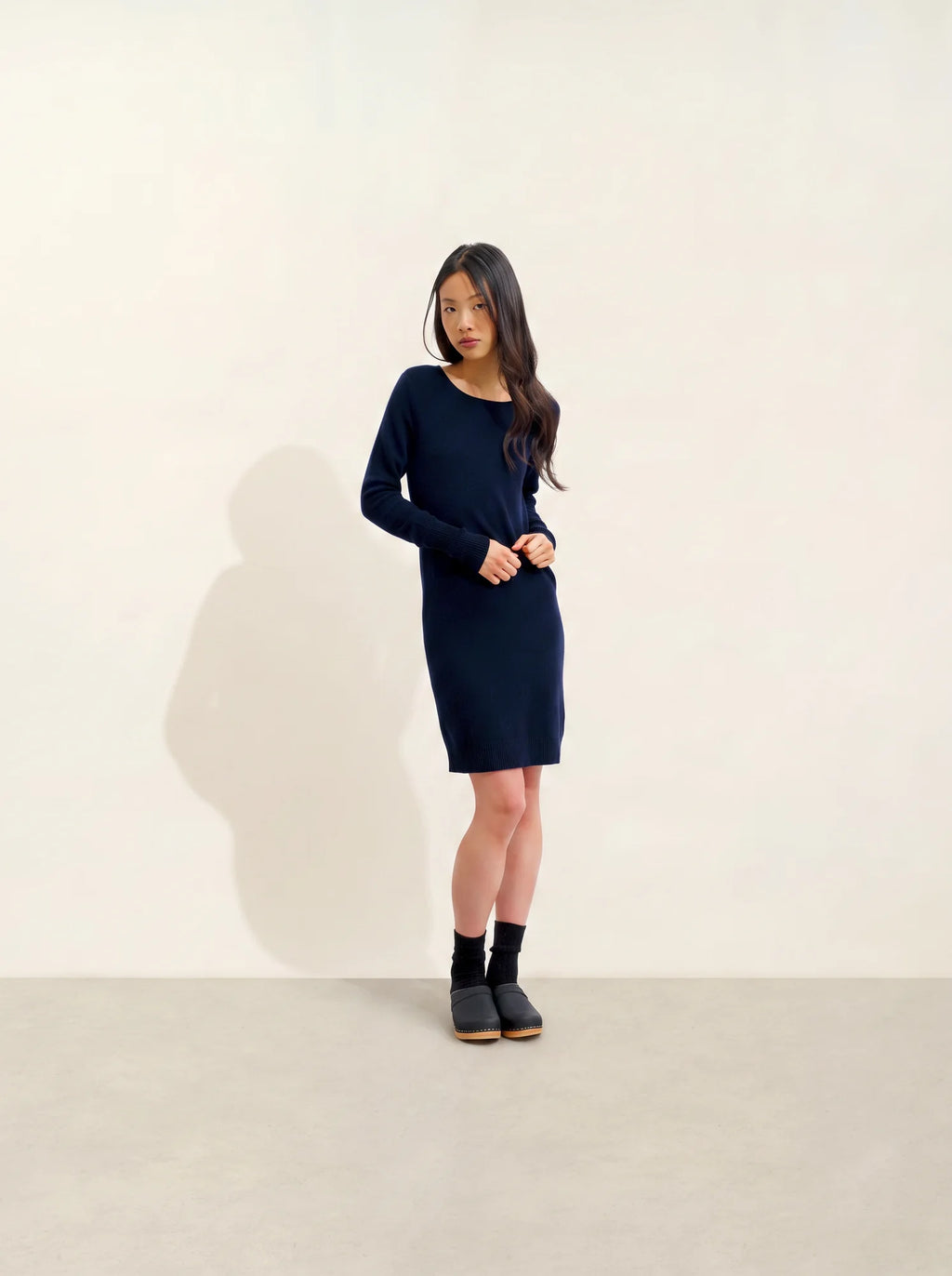 ARMET robe col rond bleu marine