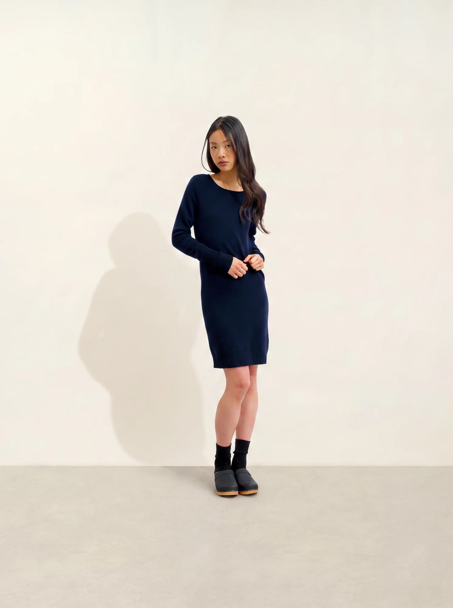 ARMET robe col rond bleu marine
