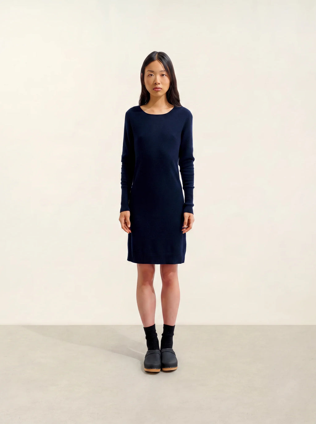 ARMET robe col rond bleu marine