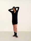 CAPELET robe col V noir