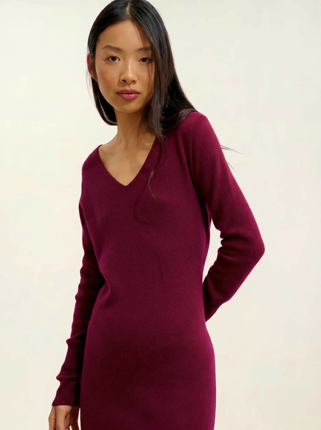 CAPELET robe col V bordeaux
