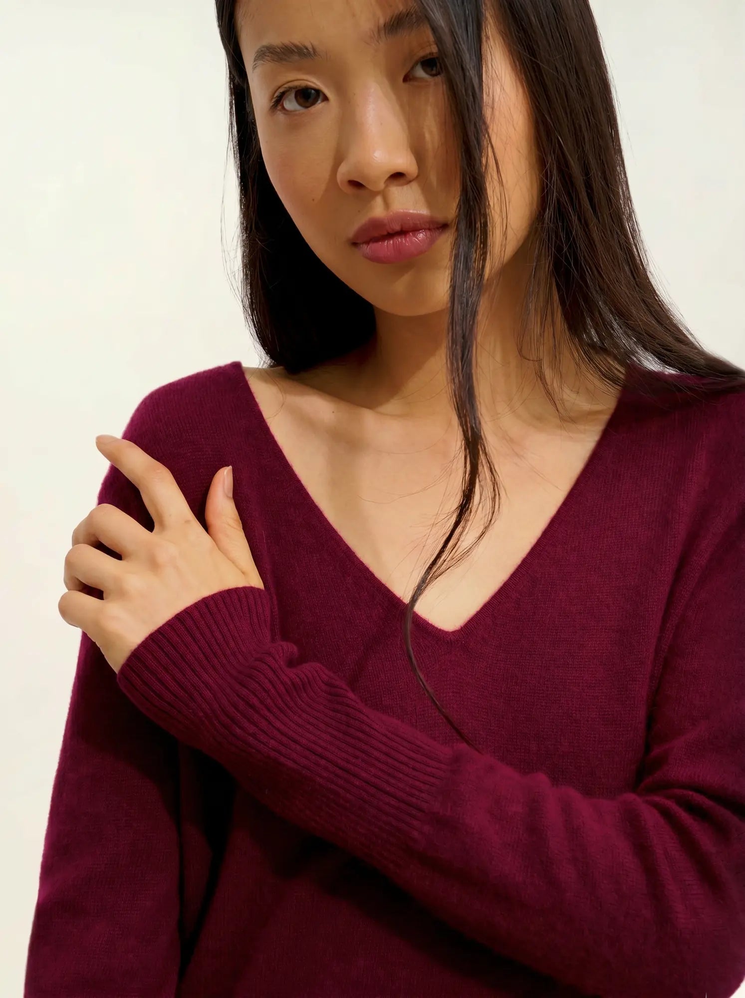CAPELET robe col V bordeaux