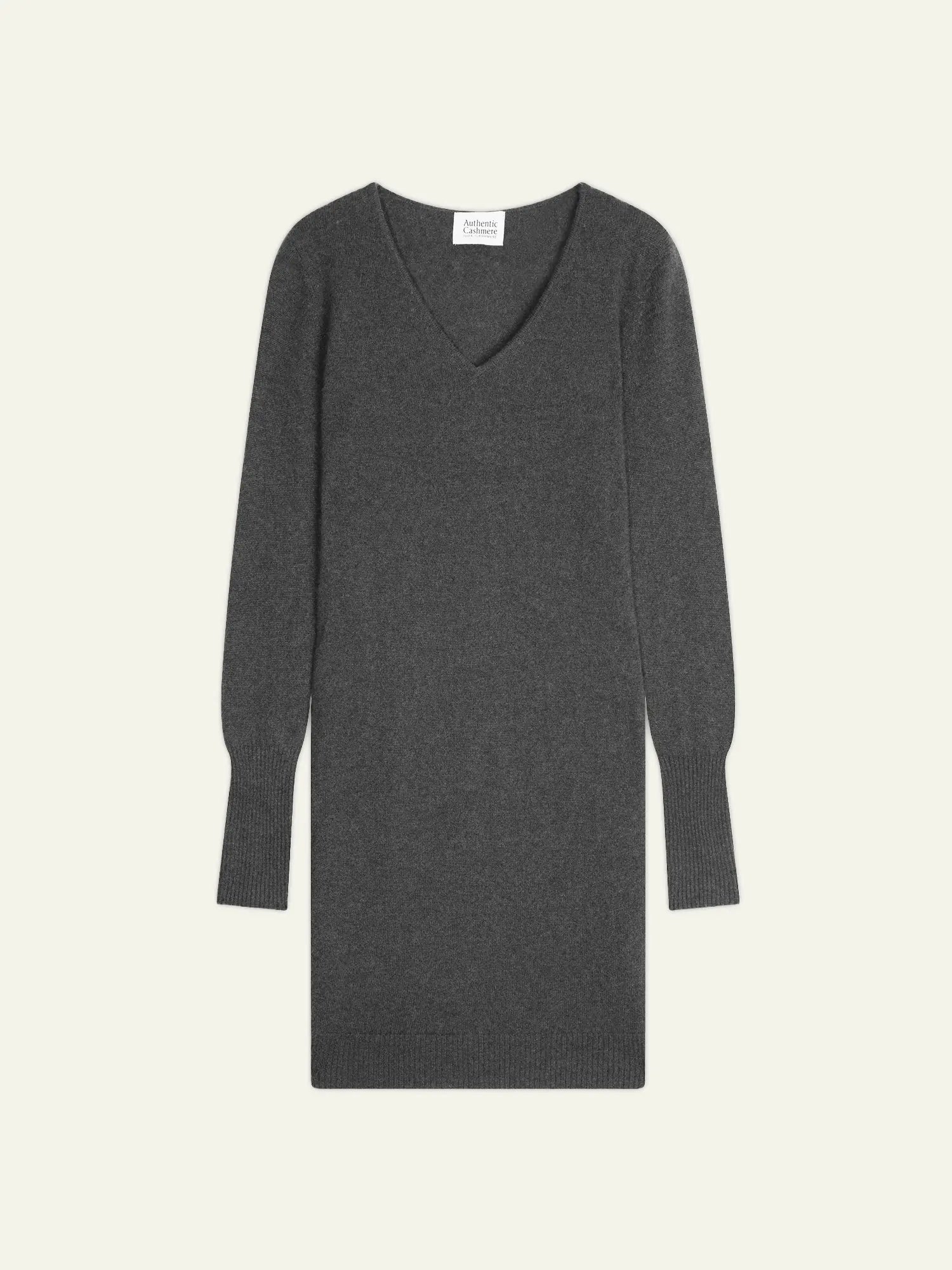 CAPELET robe col V anthracite chiné