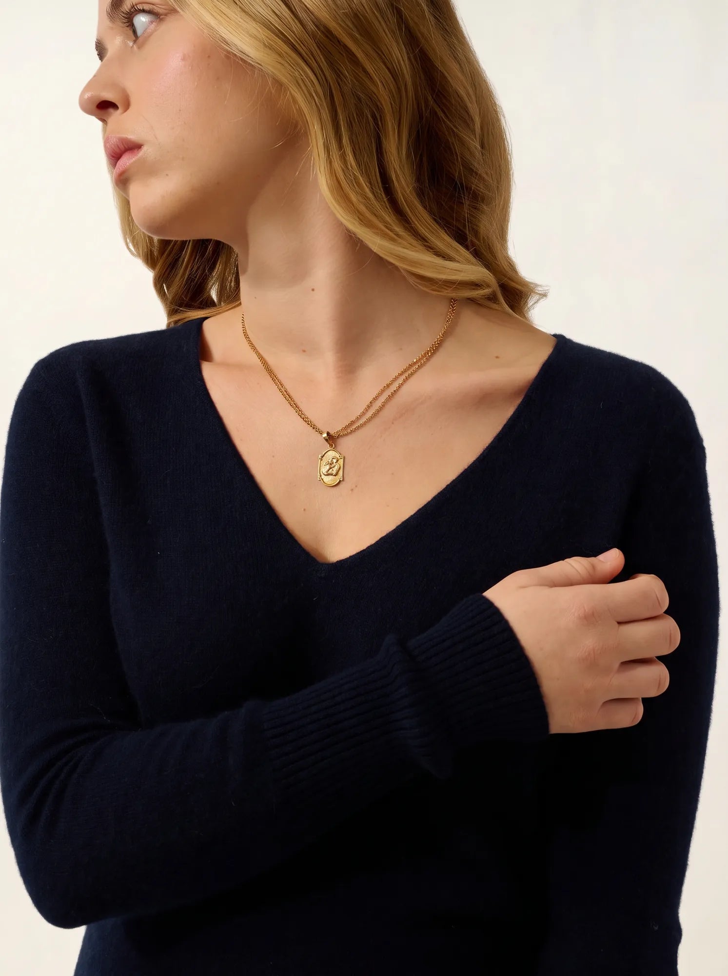 CAPELET robe col V bleu marine