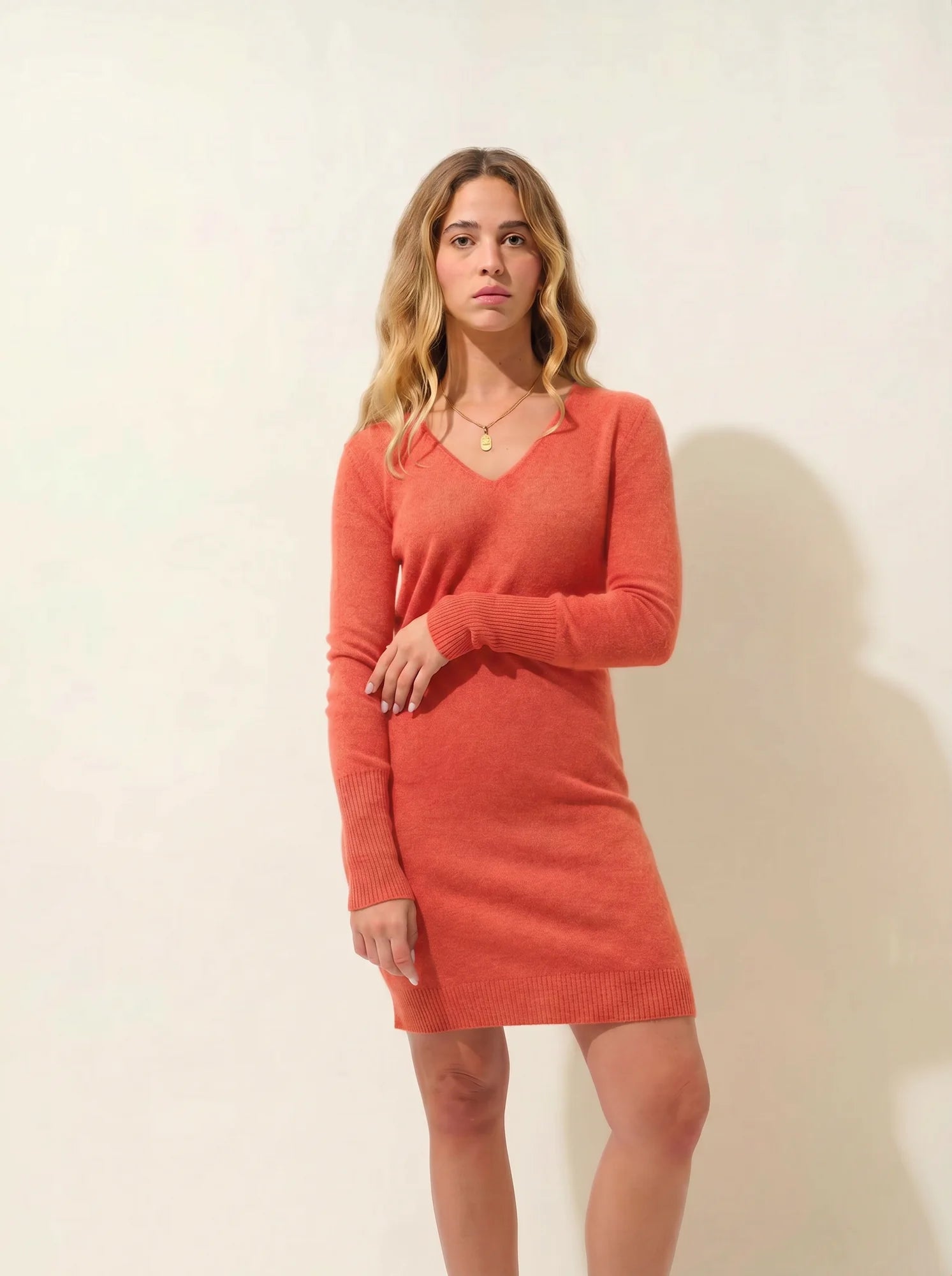 CAPELET Dress V-Neck Heather Orange