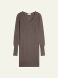 CAPELET Robe Col V Taupe Chiné