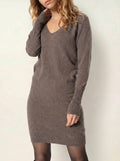 CAPELET robe col V taupe chiné