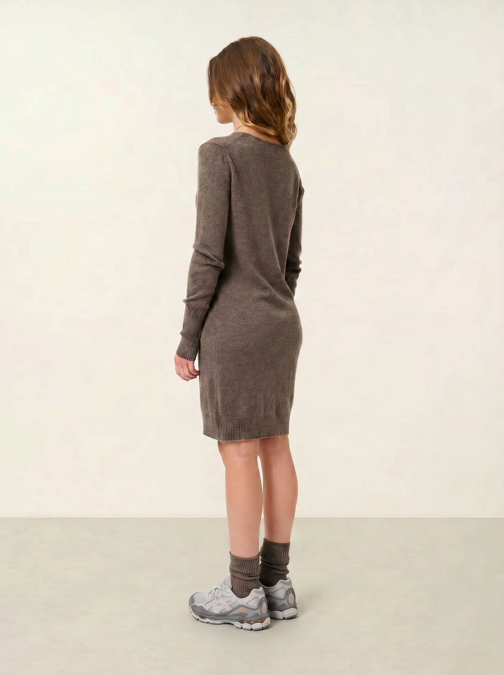 CAPELET robe col V taupe chiné