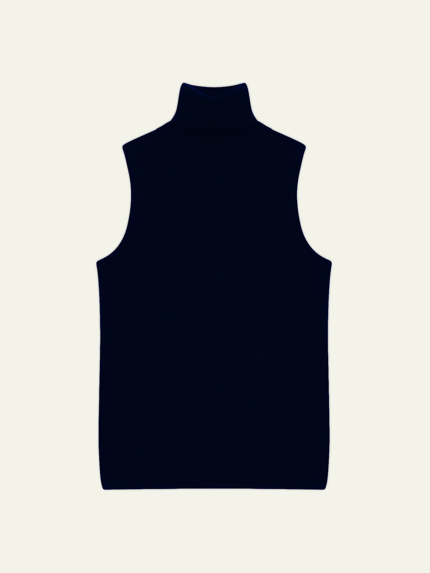 CAPUCIN pull col roulé sans manches bleu marine