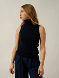 CAPUCIN pull col roulé sans manches bleu marine