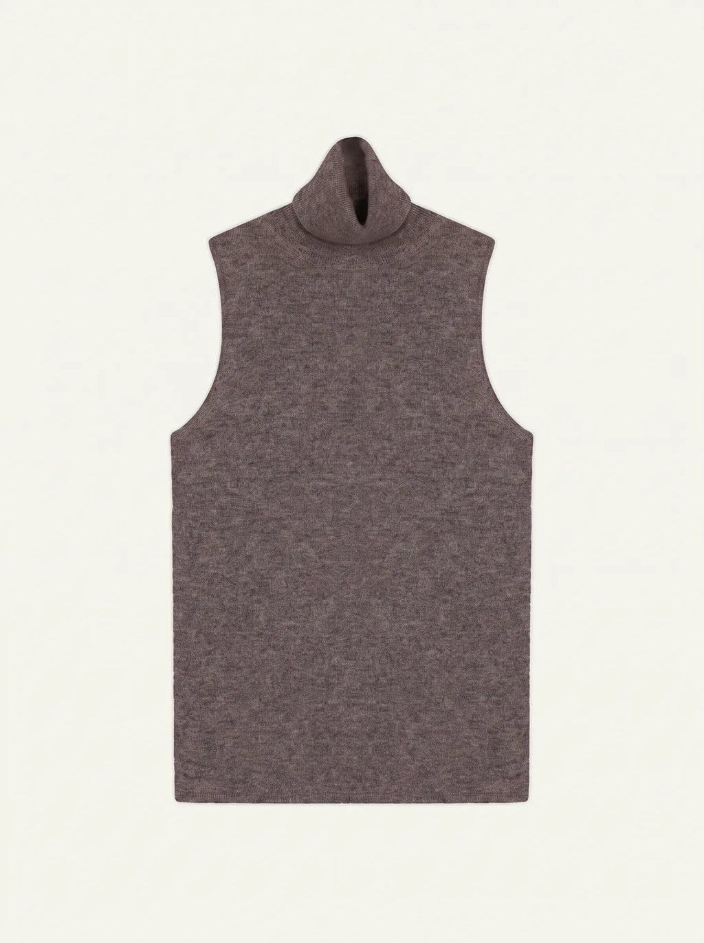 CAPUCIN Pullover Rollkragen ärmellos Taupe meliert